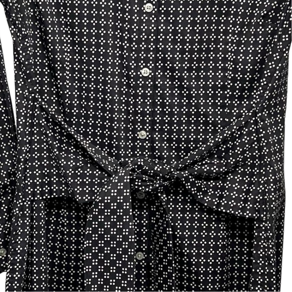 Untuckit Mikael Black Print Cotton Blend Long Sleeve Casual Shirt Dress Women 8 - Picture 5 of 11
